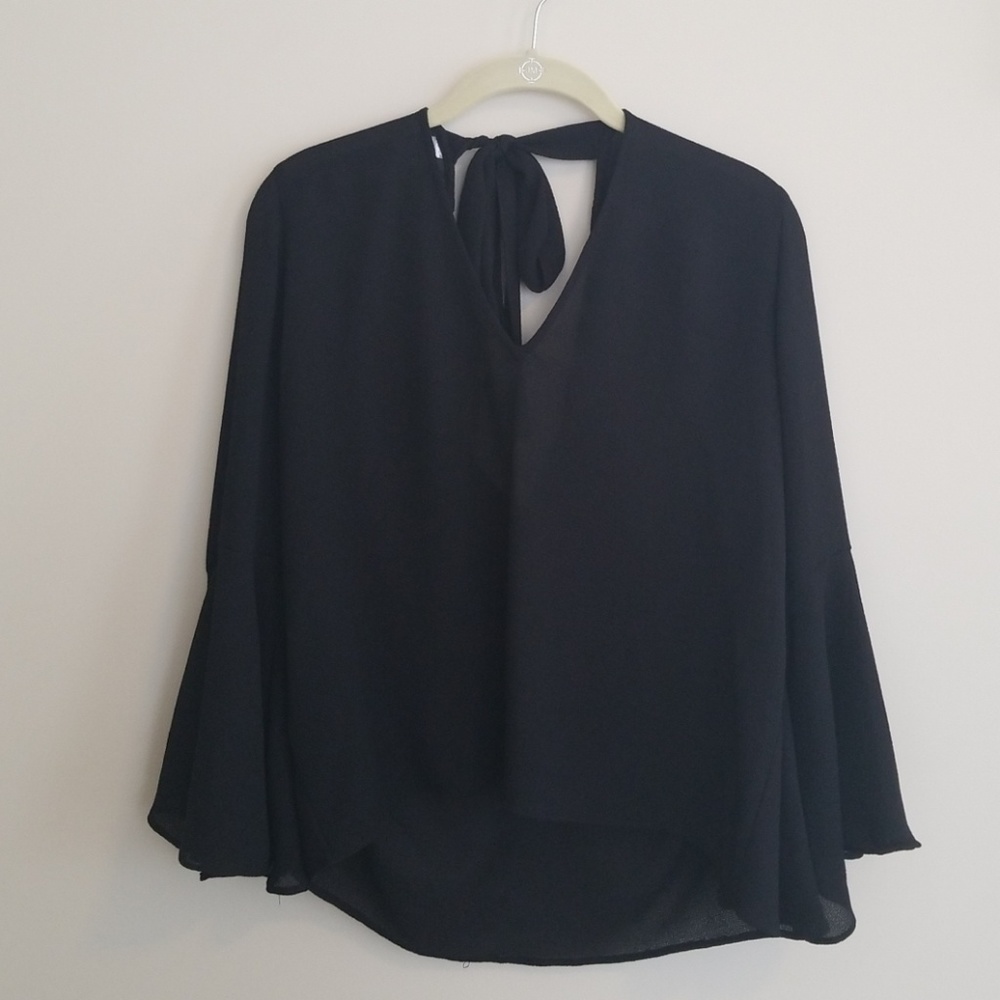 Divided Bell Sleeve Open Back Top